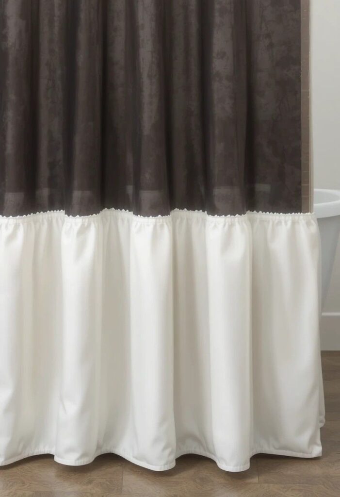 Weighted hem shower curtain polished drape detail