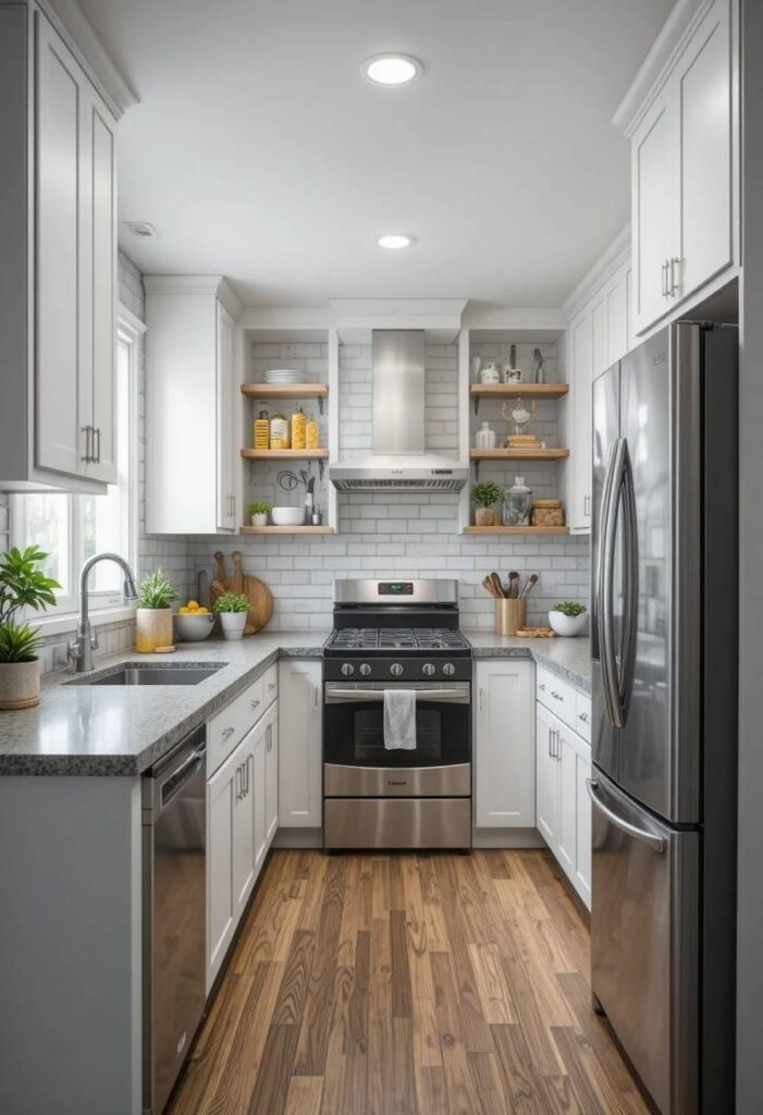 Efficient kitchen layout demonstrating the kitchen work triangle.