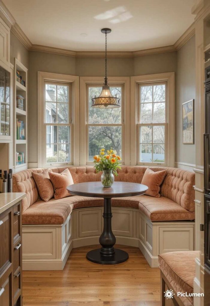 Eat-in kitchen nook with built-in bench seating